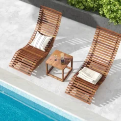 Sonnenliege Akazienholz ergonomische Holzliege Gartenliege Terrassenliege bis 160 kg belastbar 157 x 60 x 76 cm Natur