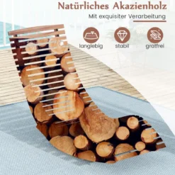 Sonnenliege Akazienholz ergonomische Holzliege Gartenliege Terrassenliege bis 160 kg belastbar 157 x 60 x 76 cm Natur