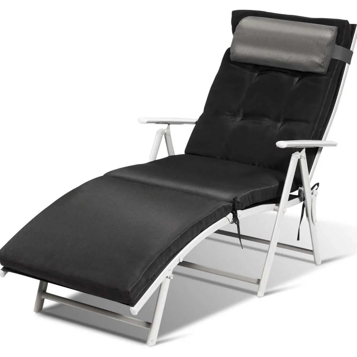 Sonnenliege Einstellbar Gartenliege Liegestuhl Relaxliege Strandliege mit Kissen Grau