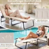 Sonnenliege Faltbare Liegestuhl mit Abnehmbare Matratze 4-fach Verstellbare Rückenlehne & Metallrahmen Beige