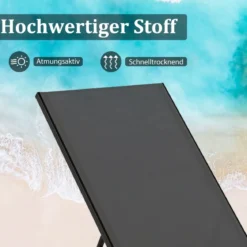 Sonnenliege mit Rollen & Beistelltisch Gartenliege mit Verstellbarer Rückenlehne Grau