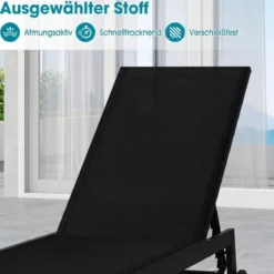 Sonnenliege mit Rollen Gartenliege mit Verstellbarer Rückenlehne Liegestuhl Braun/Grau/Schwarz