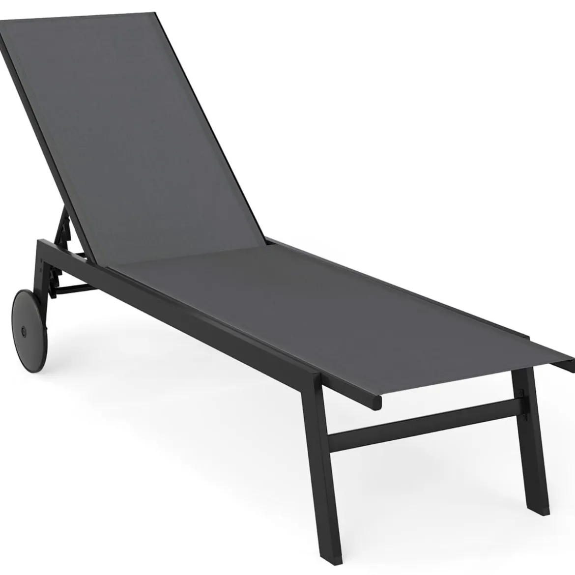Sonnenliege mit Rollen Gartenliege mit Verstellbarer Rückenlehne Liegestuhl Braun/Grau/Schwarz