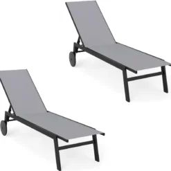 Sonnenliege mit Rollen Gartenliege mit Verstellbarer Rückenlehne Liegestuhl Braun/Grau/Schwarz