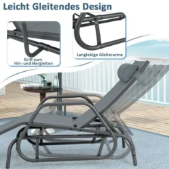 Sonnenliege mit Schaukelfunktion Gartenliege mit Verstellbarer Rückenlehne Grau