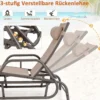 Sonnenliege mit Schaukelfunktion Gartenliege mit Verstellbarer Rückenlehne Braun