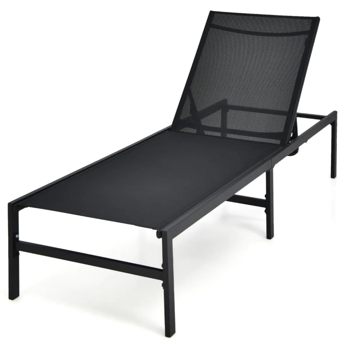 Sonnenliegestuhl für Außenbereich Anpassbarer Liegestuhl 64 x 198 x 67 - 103 cm Schwarz