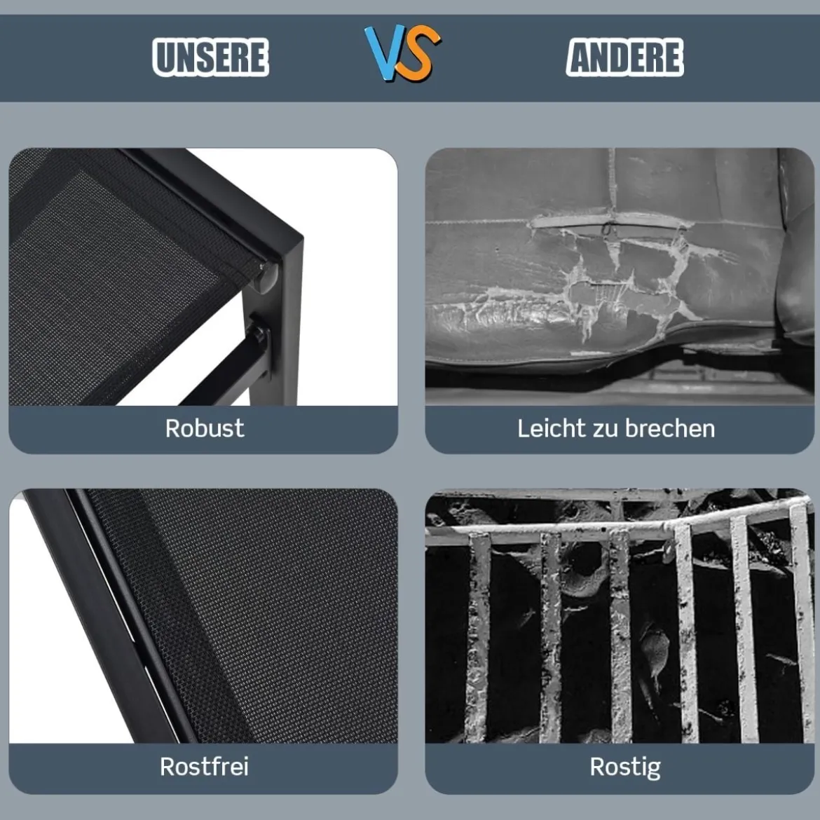 Sonnenliegestuhl für Außenbereich Anpassbarer Liegestuhl 64 x 198 x 67 - 103 cm Schwarz