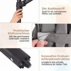 Sonnenschirm 290 cm Ampelschirm mit Ständer & Doppeldach 360° Drehbarer Balkonschirm Grau/Beige