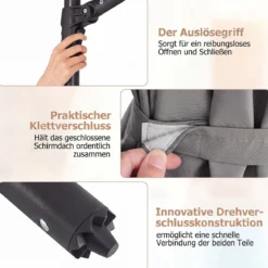 Sonnenschirm 290 cm Ampelschirm mit Ständer & Doppeldach 360° Drehbarer Balkonschirm Grau/Beige