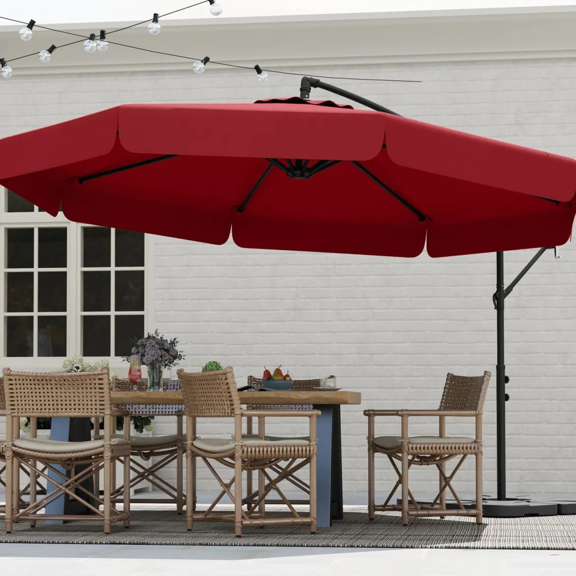 Sonnenschirm 300 cm inkl. Schutzhülle Rot+Sonnenschirmständer 80 Liter / 108 kg befüllbar Set