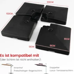 Sonnenschirm 300 cm inkl. Schutzhülle Rot+Sonnenschirmständer 80 Liter / 108 kg befüllbar Set