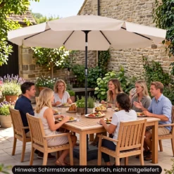 Sonnenschirm 300cm Neigbarer Gartenschirm mit Stabiler Metallstange 8 Streben Kurbel