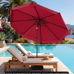 Sonnenschirm 300cm Neigbarer Gartenschirm mit Stabiler Metallstange 8 Streben Kurbel