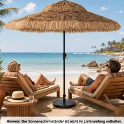 Sonnenschirm Hawaii Ø 275 cm Gartenschirm 30° Neigbar mit Kurbel & 8 Stabile Metallrippen