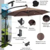 Sonnenschirm mit LED-Solar-Beleuchtung Drehbar Ampelschirm für Garten Ø 300 cm Braun