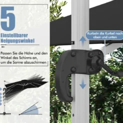 Sonnenschirm rechteckig 300 x 300 cm großer Ampelschirm mit Kurbel Schwarz