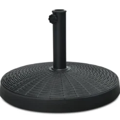 Sonnenschirmständer 22 kg Schirmständer aus Kunstharz in Rattanoptik 52 x 36 cm Schwarz