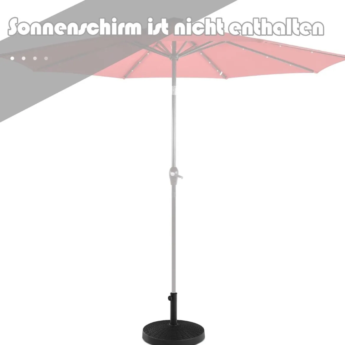 Sonnenschirmständer 22 kg Schirmständer aus Kunstharz in Rattanoptik 52 x 36 cm Schwarz