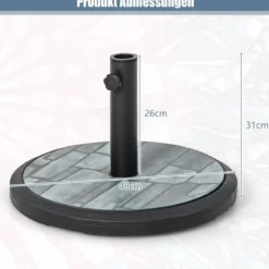 Sonnenschirmständer 15 kg Schirmständer für Schirmstangen von 35/38/48 mm