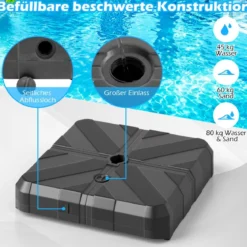 Sonnenschirmständer 45 Liter / 60 kg befüllbar mit Wasser oder Sand Schirmständer für Schirmstangen 67 x 67 x 13 cm