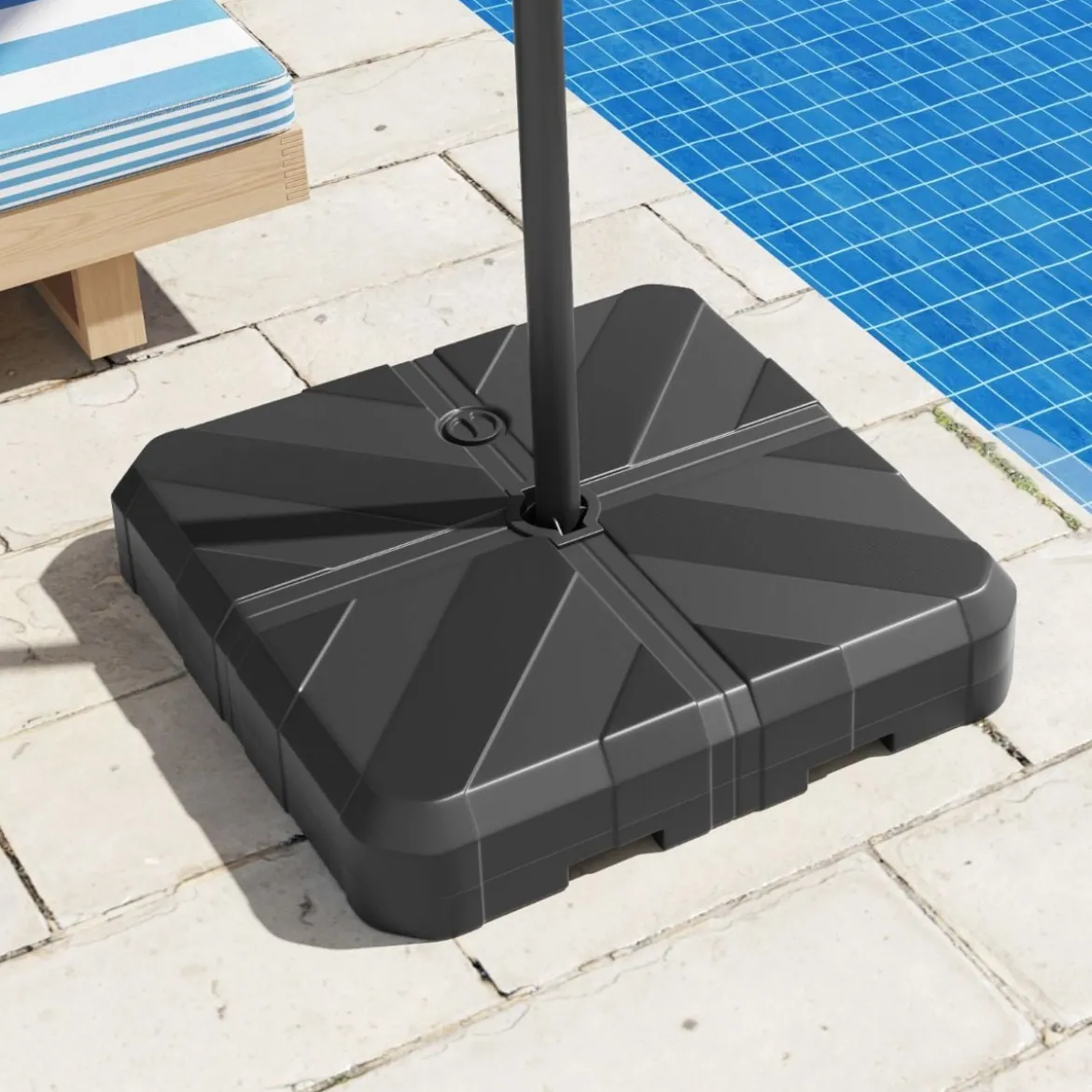 Sonnenschirmständer 45 Liter / 60 kg befüllbar mit Wasser oder Sand Schirmständer für Schirmstangen 67 x 67 x 13 cm