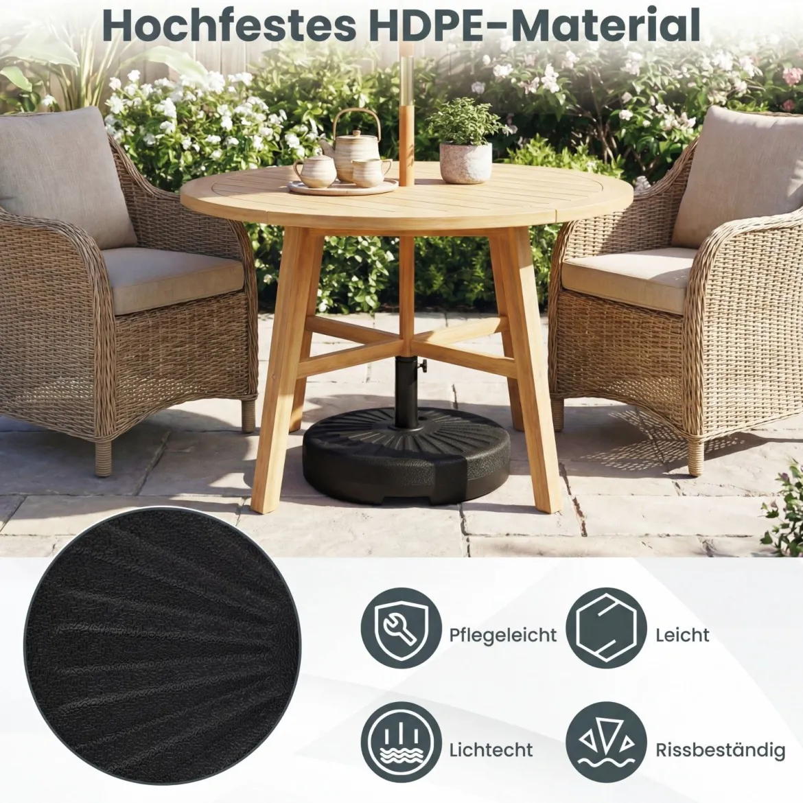 Sonnenschirmständer 22 Liter / 25 kg Befüllbar Schirmständer für Schirmstangen von 38 / 48 mm