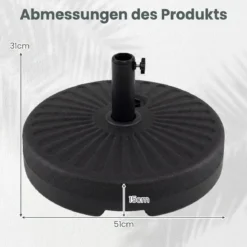 Sonnenschirmständer 22 Liter / 25 kg Befüllbar Schirmständer für Schirmstangen von 38 / 48 mm