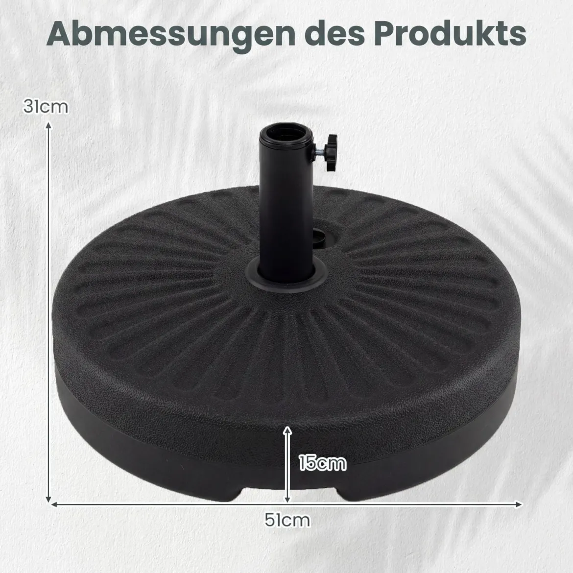 Sonnenschirmständer 22 Liter / 25 kg Befüllbar Schirmständer für Schirmstangen von 38 / 48 mm