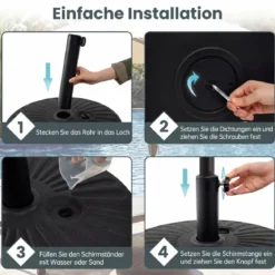 Sonnenschirmständer 22 Liter / 25 kg Befüllbar Schirmständer für Schirmstangen von 38 / 48 mm