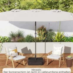 Sonnenschirmständer mit Sandsäcken (80 kg Füllkapazität) & 2 Feststellknöpfen Schirmständer