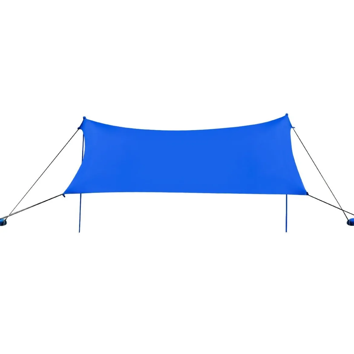 Sonnensegel Camping Sonnenschutz mit 4 Sandsäcken und 2 Alustangen Lycra Sonnendach Blau