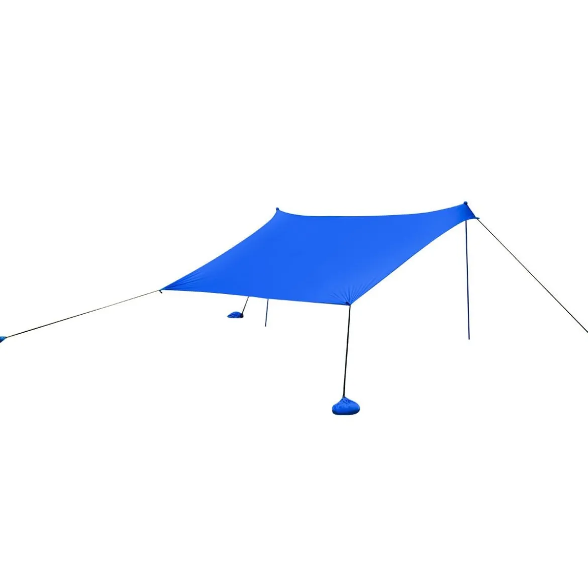 Sonnensegel Camping Sonnenschutz mit 4 Sandsäcken und 2 Alustangen Lycra Sonnendach Blau