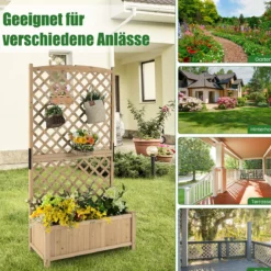 Spalier mit Blumenkasten aus Tannenholz Pflanzkasten für Kletterpflanzen Hochbeet mit Rankgitter