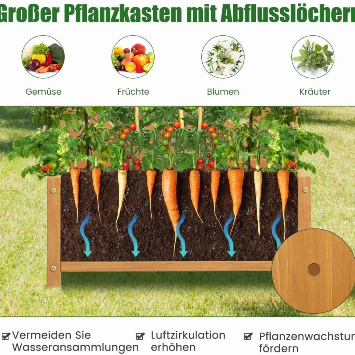 Spalier mit Blumenkasten aus Tannenholz Pflanzkasten für Kletterpflanzen Hochbeet mit Rankgitter