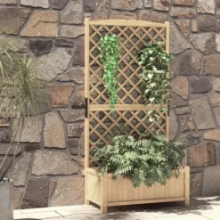 Spalier mit Blumenkasten aus Tannenholz Pflanzkasten für Kletterpflanzen Hochbeet mit Rankgitter