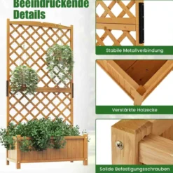Spalier mit Blumenkasten aus Tannenholz Pflanzkasten für Kletterpflanzen Hochbeet mit Rankgitter