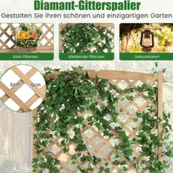 Spalier mit Blumenkasten aus Tannenholz Pflanzkasten für Kletterpflanzen Hochbeet mit Rankgitter