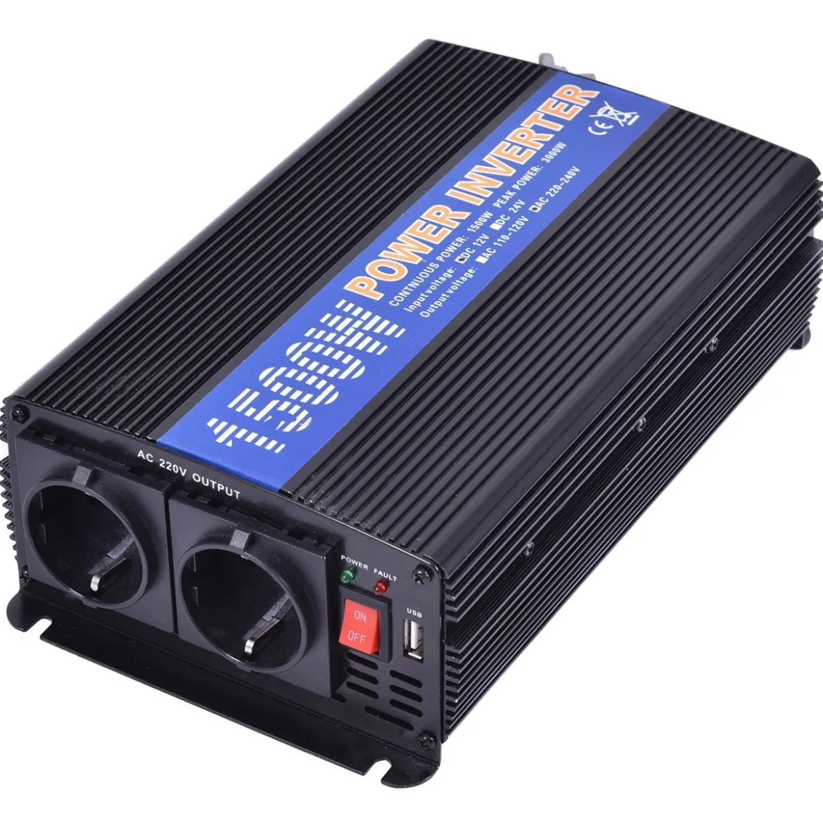 Spannungswandler 1500 3000W Inverter Welchselrichter 12V auf 220V