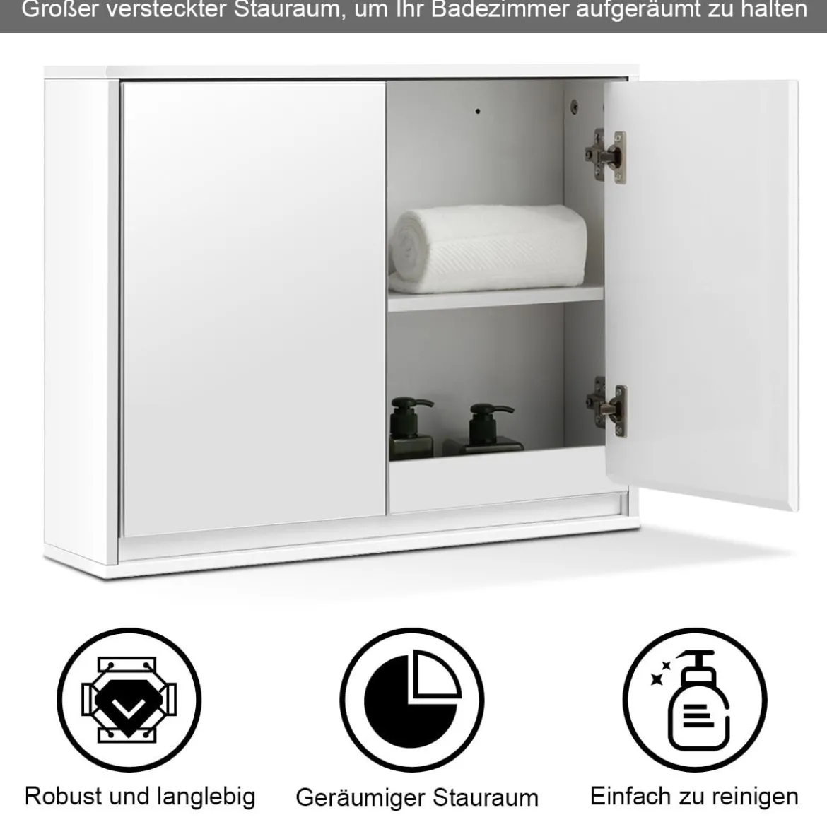 Spiegelschrank Badezimmer Badezimmerspiegel mit Ablagen Badezimmerspiegelschrank Weiß