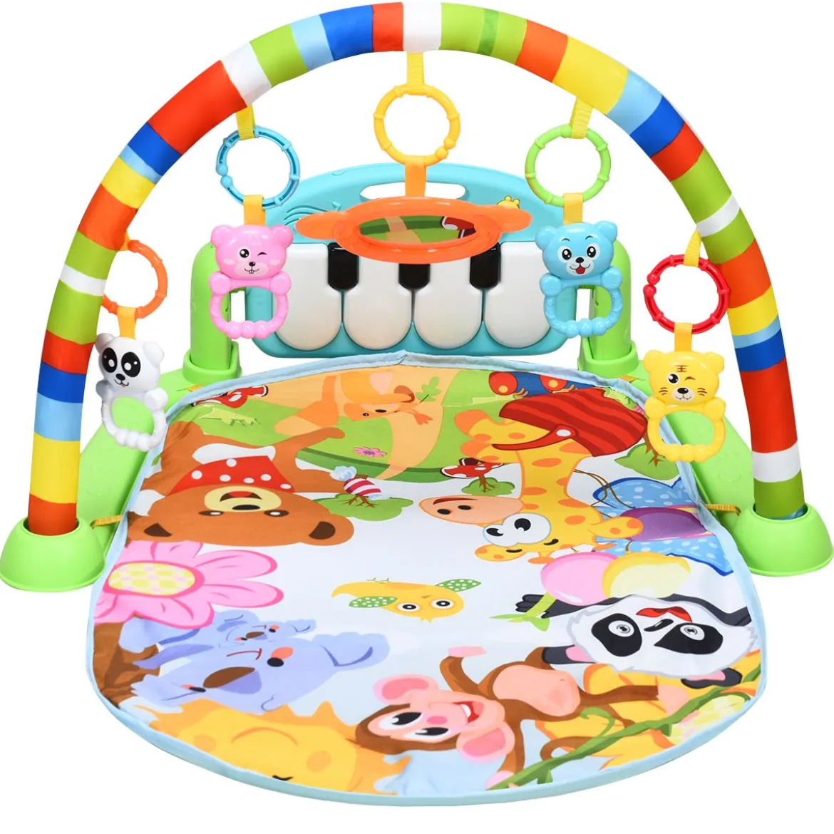 Spieldecke Spielmatte mit abnehmbares und drehbares Klavier Rainforest Erlebnisdecke mit Licht