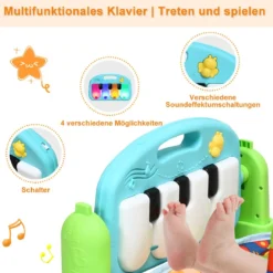 Spieldecke Spielmatte mit abnehmbares und drehbares Klavier Rainforest Erlebnisdecke mit Licht