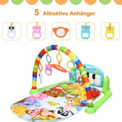 Spieldecke Spielmatte mit abnehmbares und drehbares Klavier Rainforest Erlebnisdecke mit Licht