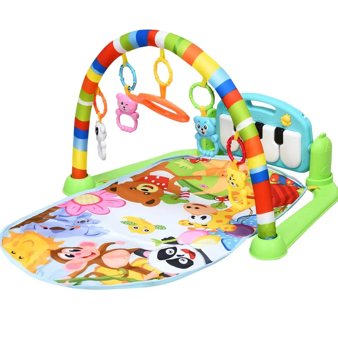 Spieldecke Spielmatte mit abnehmbares und drehbares Klavier Rainforest Erlebnisdecke mit Licht