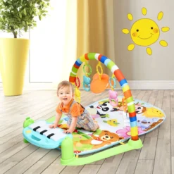 Spieldecke Spielmatte mit abnehmbares und drehbares Klavier Rainforest Erlebnisdecke mit Licht