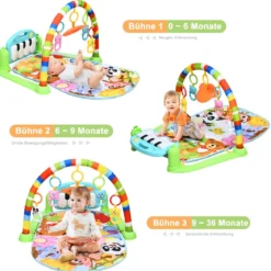 Spieldecke Spielmatte mit abnehmbares und drehbares Klavier Rainforest Erlebnisdecke mit Licht