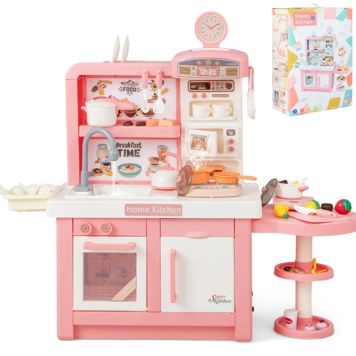Spielküche Kinder mit 49 Zubehör Kinderküche mit Licht & Sound Kinderspielküche Rosa