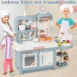 Spielküche Kinder mit 49 Zubehör Kinderküche mit Licht & Sound Kinderspielküche Grau