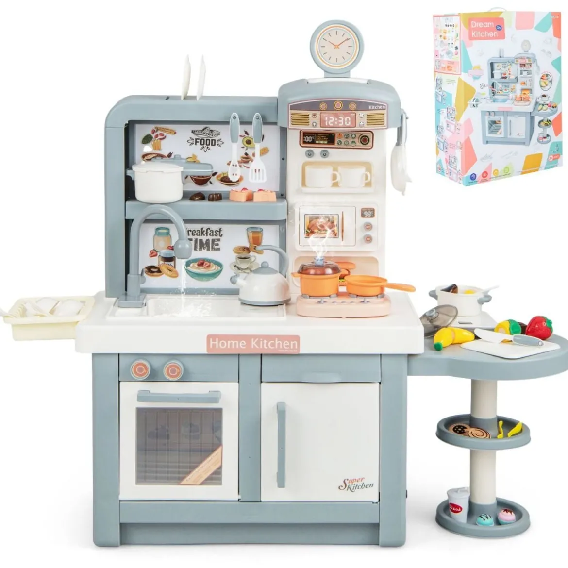 Spielküche Kinder mit 49 Zubehör Kinderküche mit Licht & Sound Kinderspielküche Grau