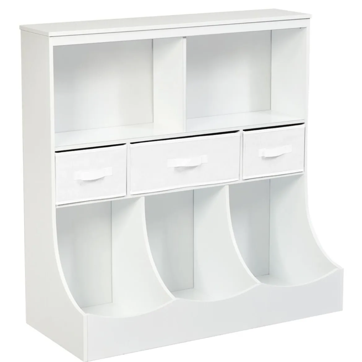 Spielzeugregal mit 5 Fächern & 3 Schubladen Kinderregal Spielzeug Organizer 93 x 40 x 94 cm Weiß